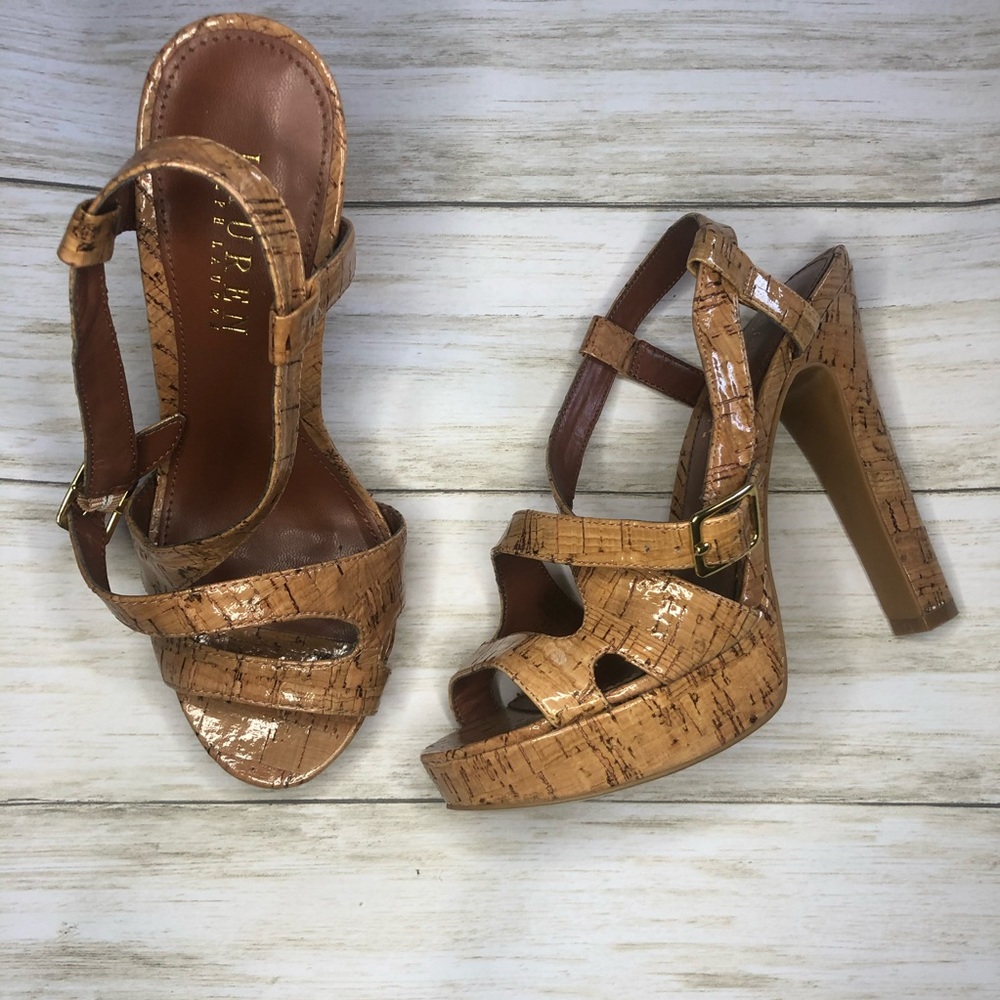 LAUREN BY RALPH LAUREN cork screw patterned heels